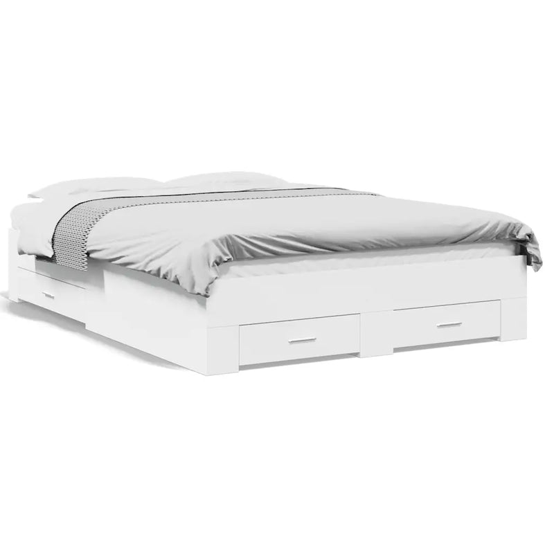 Bed Frame with Drawers without Mattress White 135x190 cm