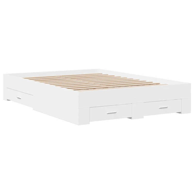 Bed Frame with Drawers without Mattress White 135x190 cm