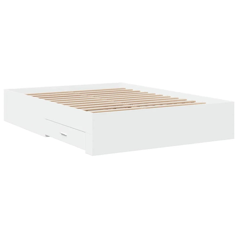 Bed Frame with Drawers without Mattress White 135x190 cm
