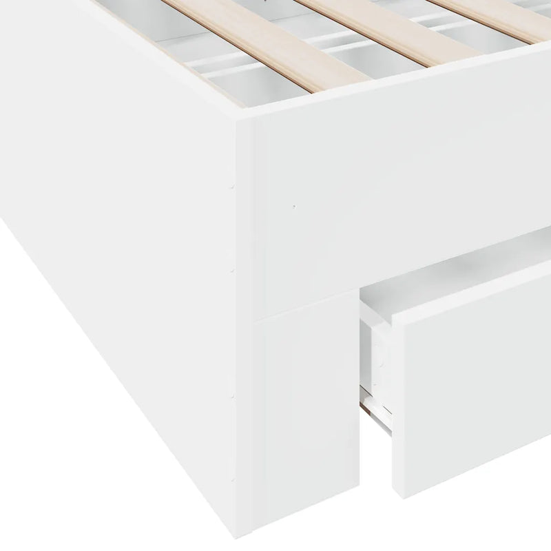 Bed Frame with Drawers without Mattress White 135x190 cm