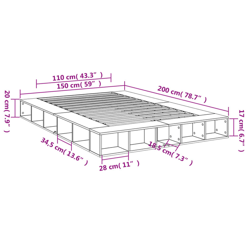 vidaXL Bed Frame without Mattress White 150x200 cm