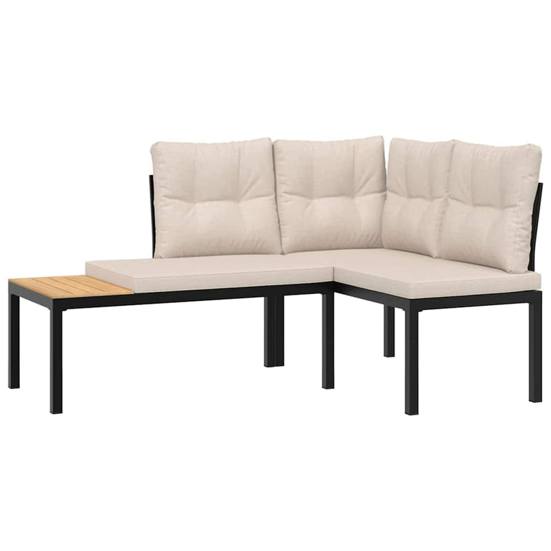 vidaXL Garden Benches 2 pcs with Cushions Black Powder-coated Steel