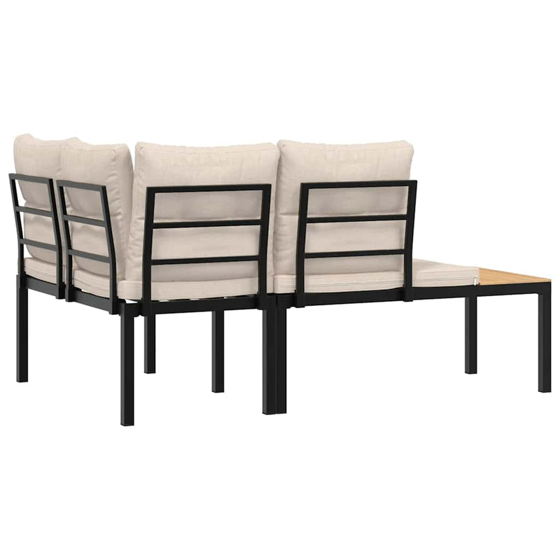 vidaXL Garden Benches 2 pcs with Cushions Black Powder-coated Steel