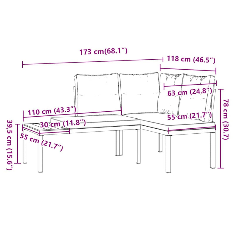vidaXL Garden Benches 2 pcs with Cushions Black Powder-coated Steel