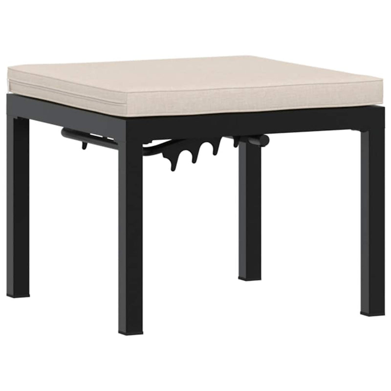 vidaXL Garden Stool with Cushion Black Powder-coated Steel
