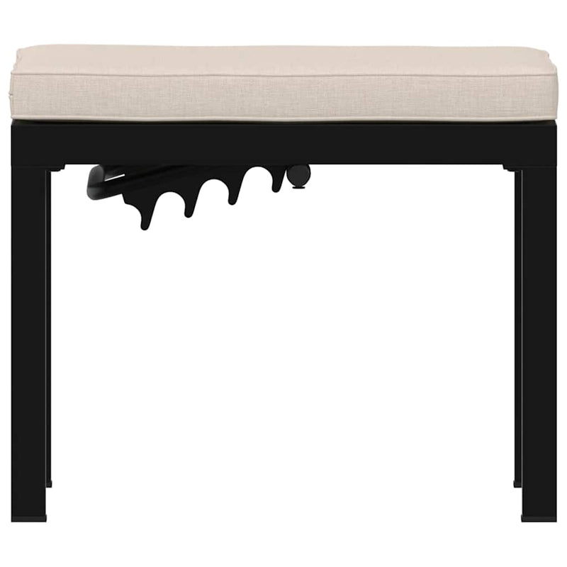 vidaXL Garden Stool with Cushion Black Powder-coated Steel