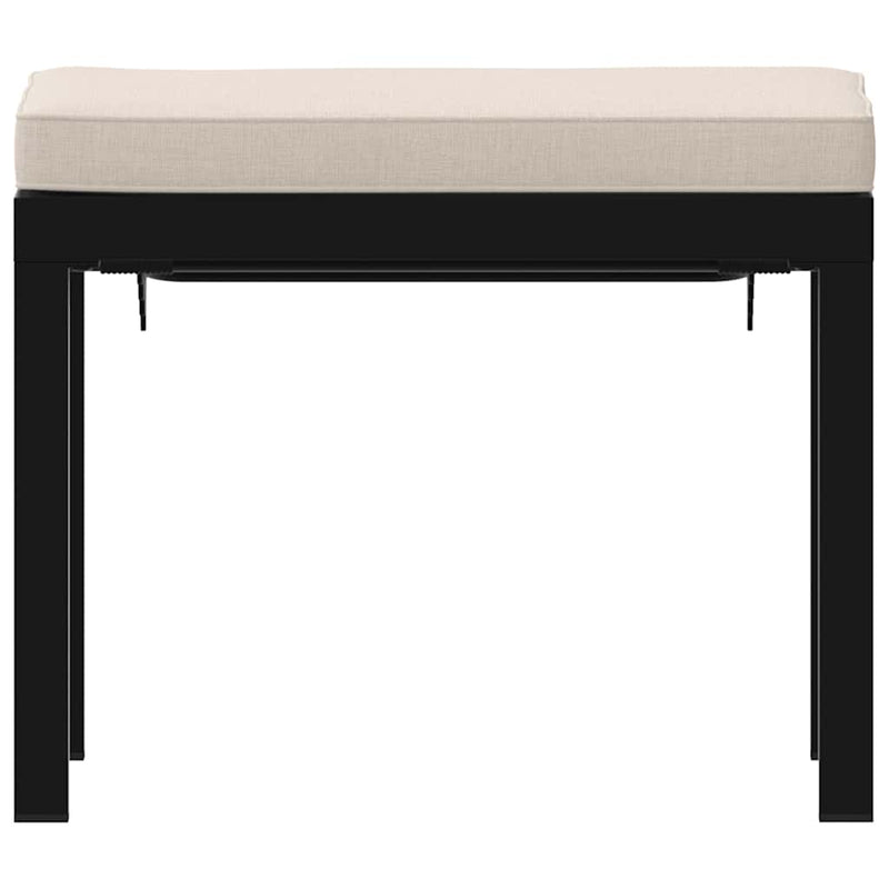 vidaXL Garden Stool with Cushion Black Powder-coated Steel