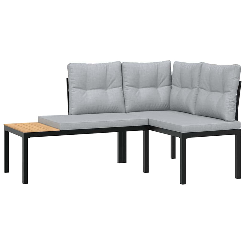vidaXL Garden Benches 2 pcs with Cushions Black Powder-coated Steel
