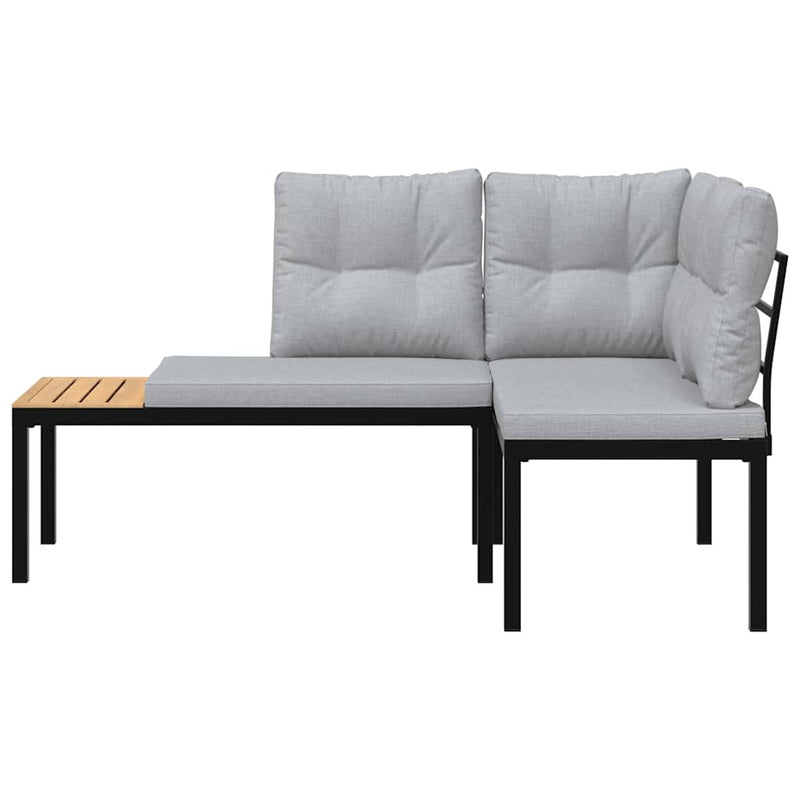 vidaXL Garden Benches 2 pcs with Cushions Black Powder-coated Steel