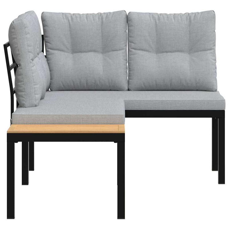 vidaXL Garden Benches 2 pcs with Cushions Black Powder-coated Steel