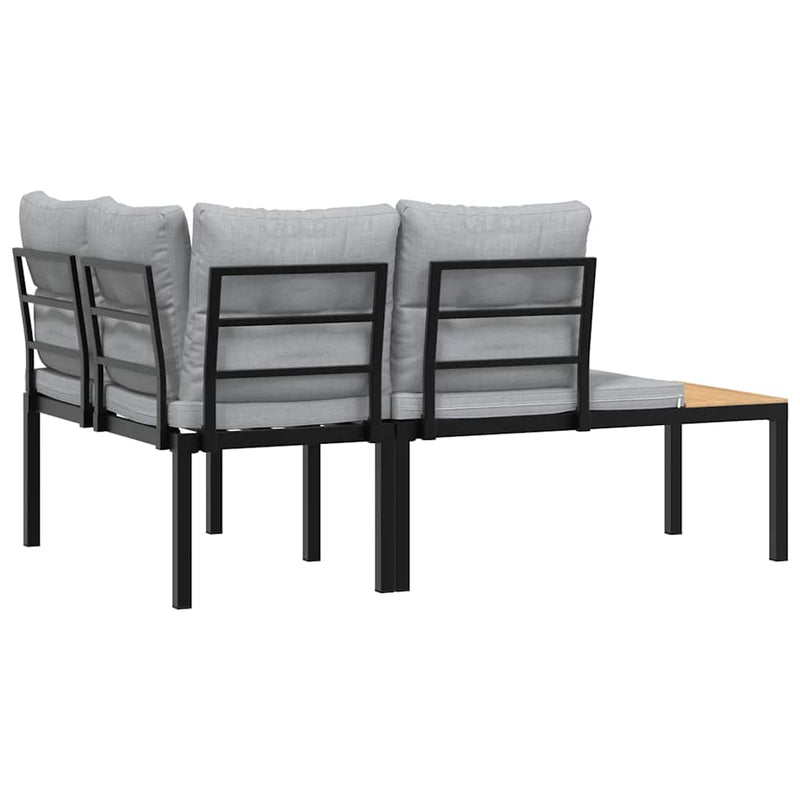 vidaXL Garden Benches 2 pcs with Cushions Black Powder-coated Steel