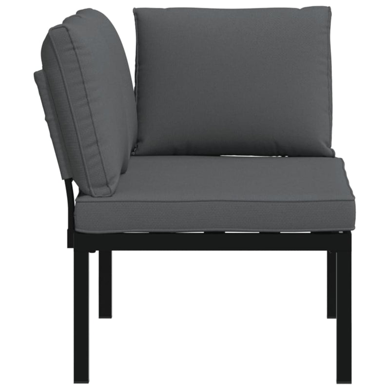 vidaXL Garden Bench with Cushions Black Aluminium