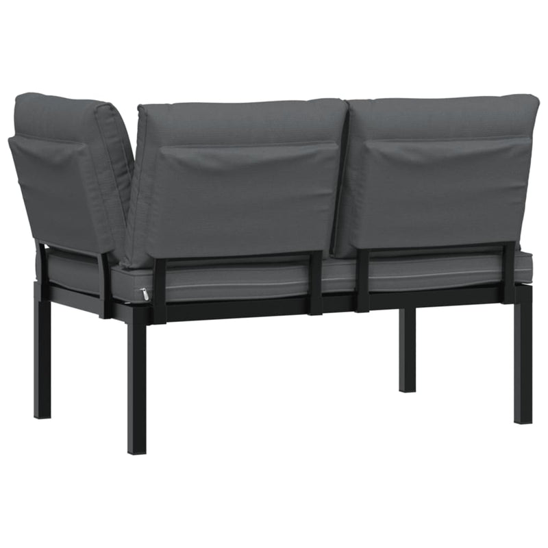 vidaXL Garden Bench with Cushions Black Aluminium