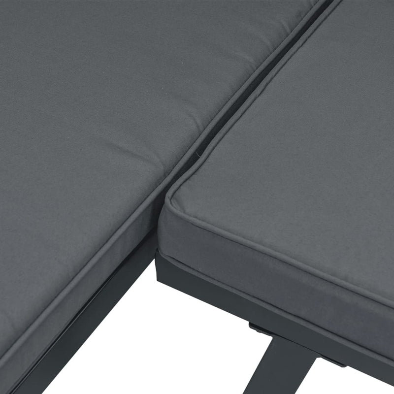 vidaXL Garden Bench with Cushions Black Aluminium