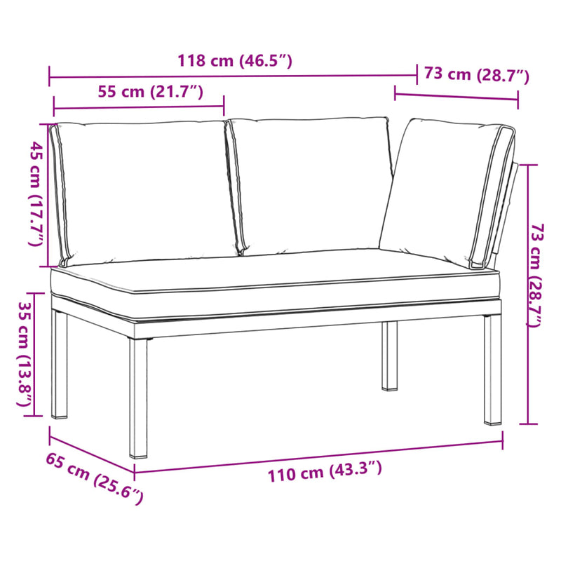 vidaXL Garden Bench with Cushions Black Aluminium