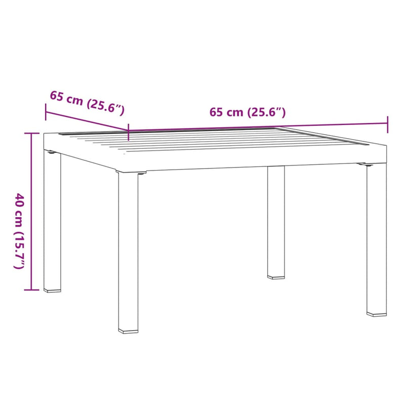 vidaXL Garden Coffee Table Black 65x65x40 cm Aluminium