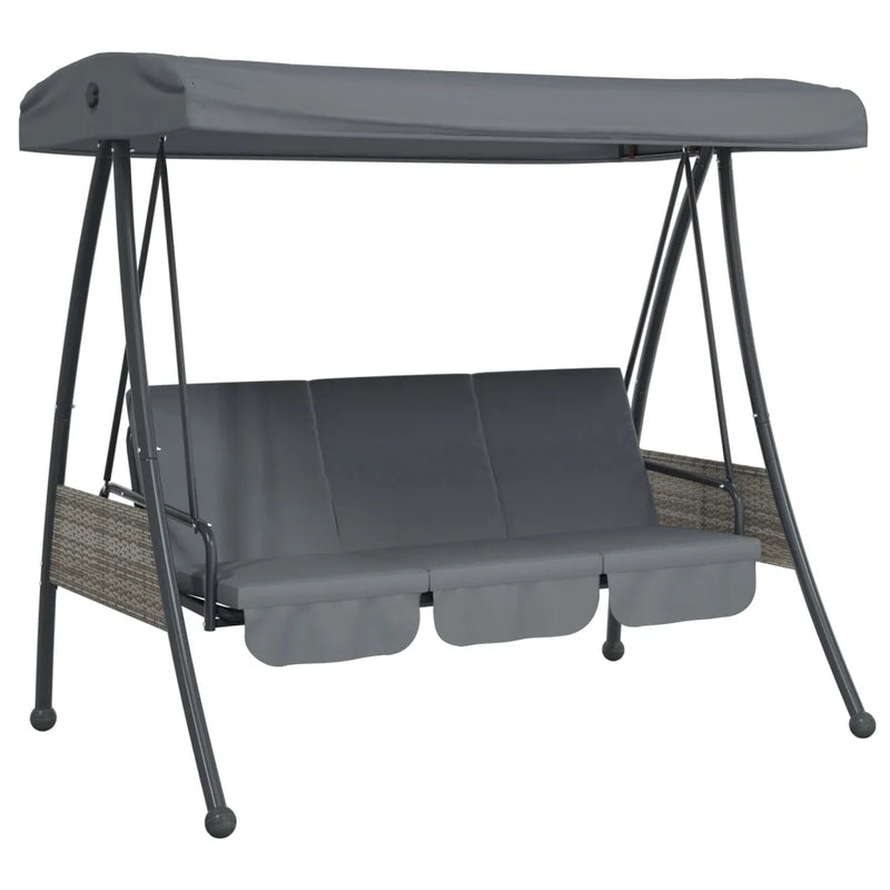 Garden Swing Bench with Adjustable Canopy Dark Grey��Steel