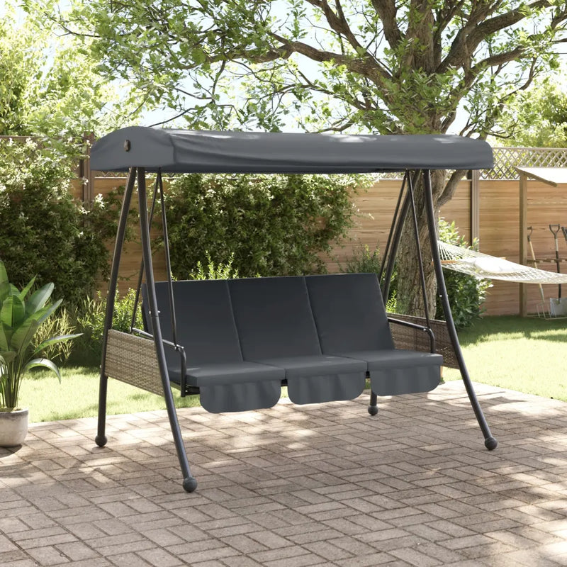 Garden Swing Bench with Adjustable Canopy Dark Grey��Steel