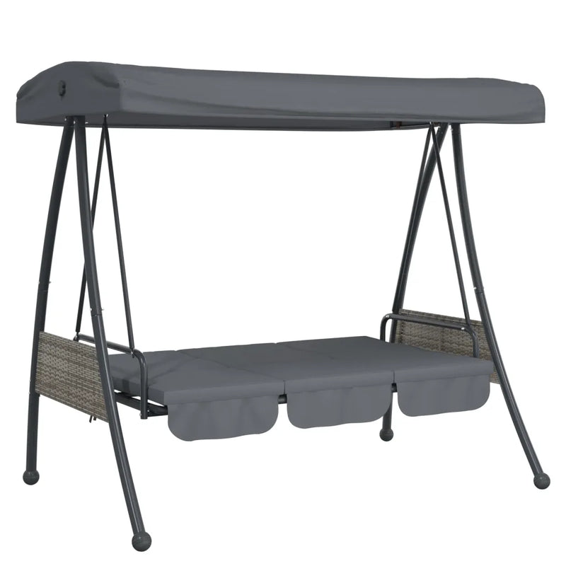 Garden Swing Bench with Adjustable Canopy Dark Grey��Steel