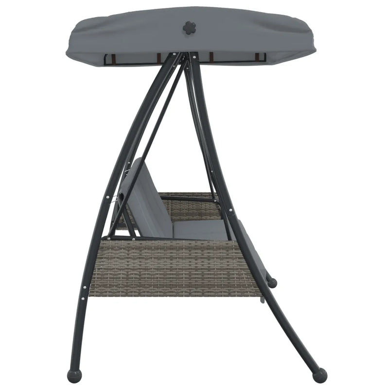 Garden Swing Bench with Adjustable Canopy Dark Grey��Steel