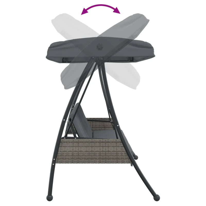 Garden Swing Bench with Adjustable Canopy Dark Grey��Steel