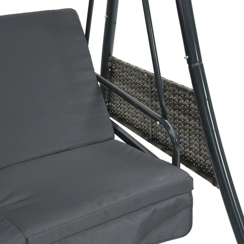 Garden Swing Bench with Adjustable Canopy Dark Grey��Steel