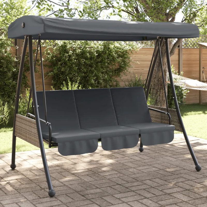 Garden Swing Bench with Adjustable Canopy Dark Grey��Steel
