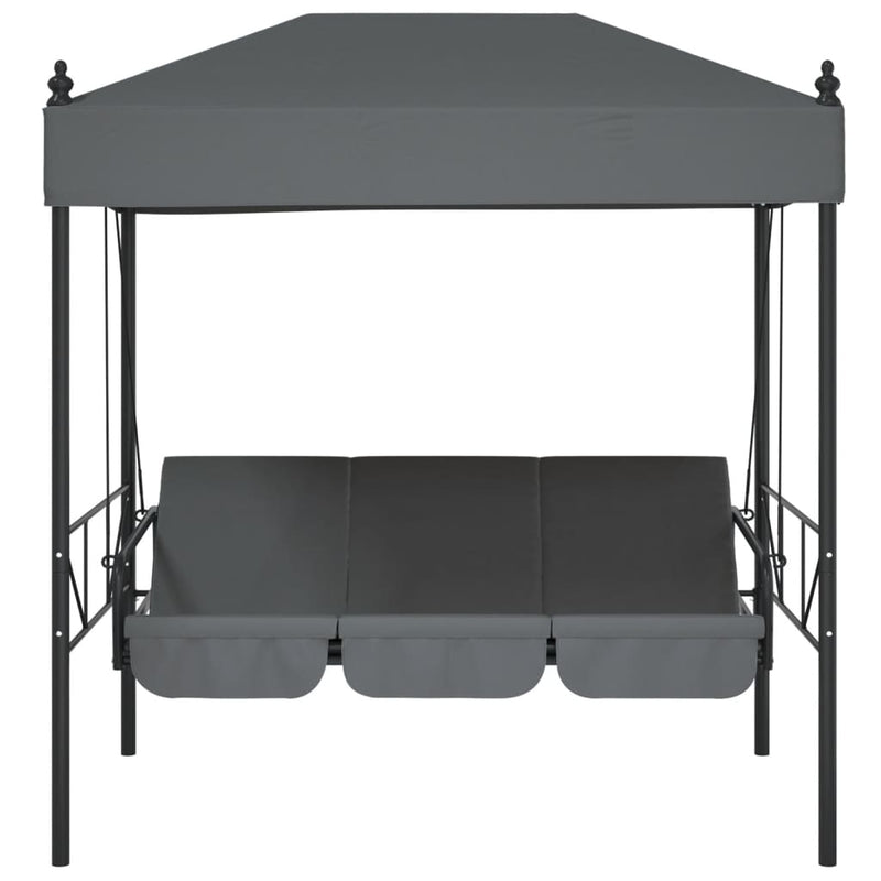 Garden Swing Bench with Canopy Dark Grey Steel