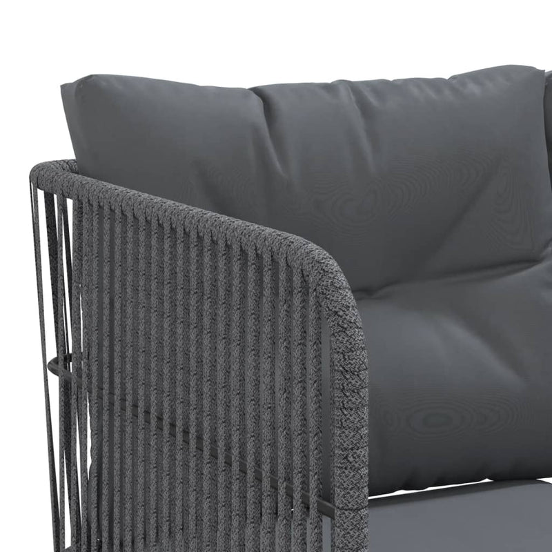 vidaXL Garden Sofa with Cushions L-shaped Black Steel and Textilene