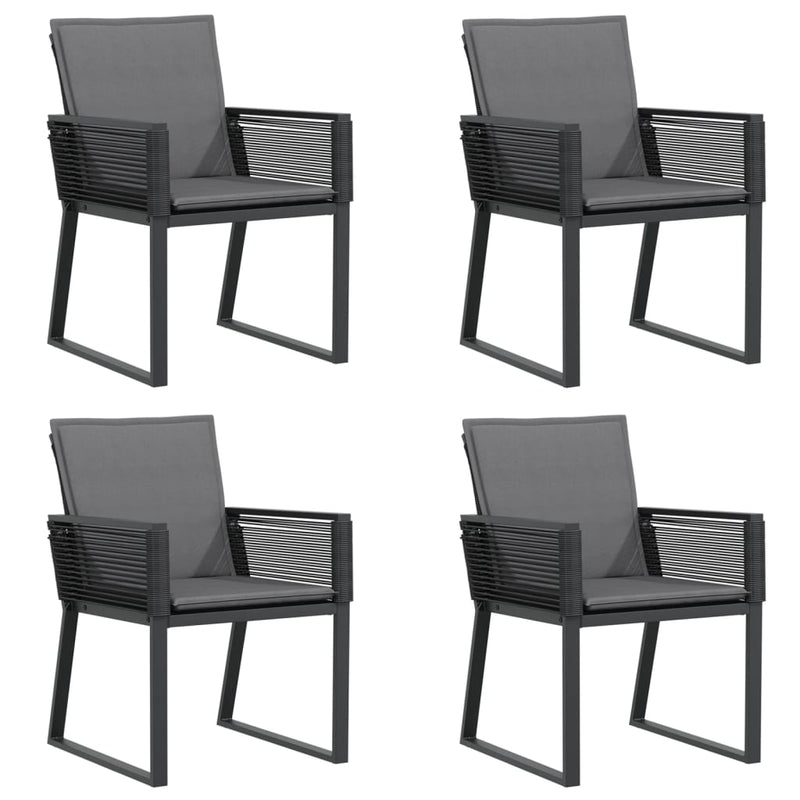 vidaXL Garden Chairs with Cushions 4 pcs Black Poly Rattan