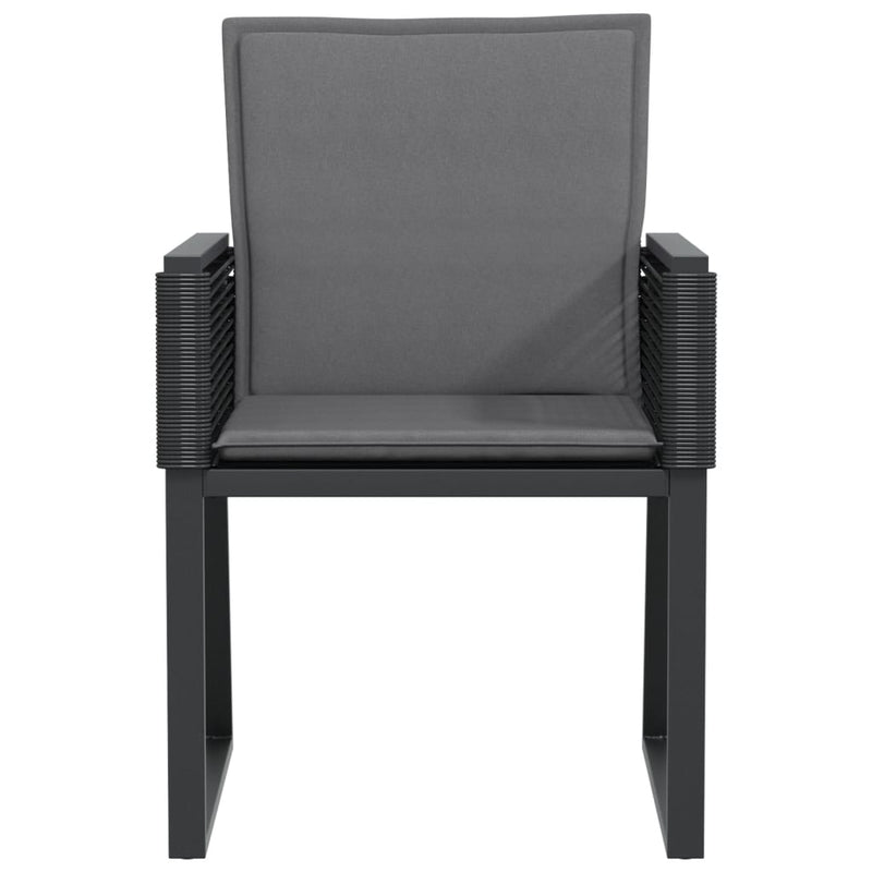 vidaXL Garden Chairs with Cushions 4 pcs Black Poly Rattan