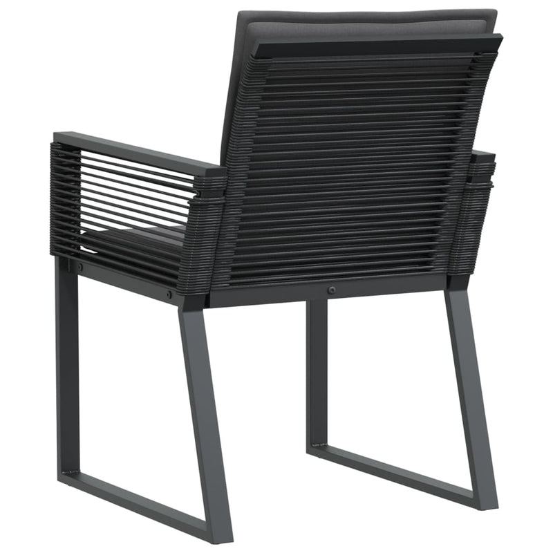 vidaXL Garden Chairs with Cushions 4 pcs Black Poly Rattan