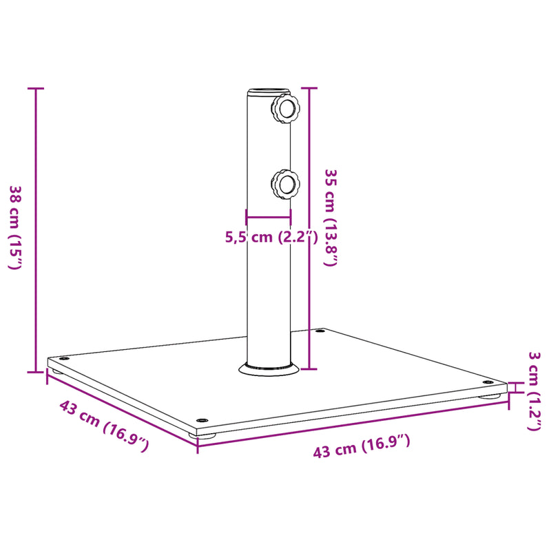 Parasol Base for ��32/38/48 mm Poles 17 kg Square
