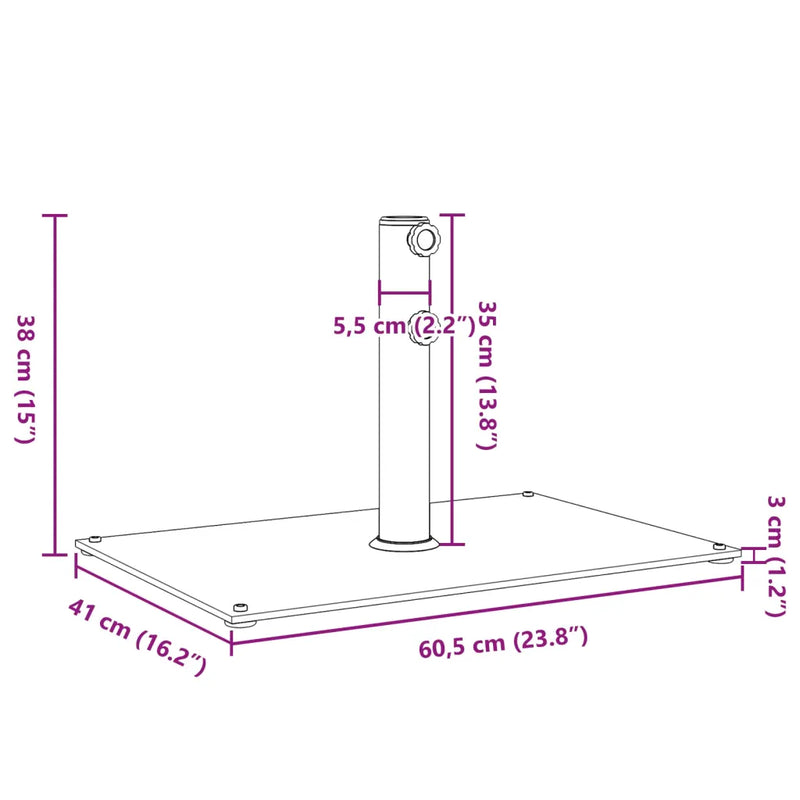 Parasol Base for ��32/38/48 mm Poles 15 kg Rectangular