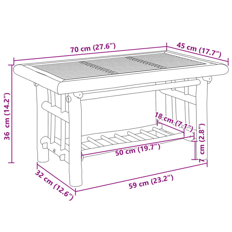 vidaXL Coffee Table 70x45x36 cm Bamboo