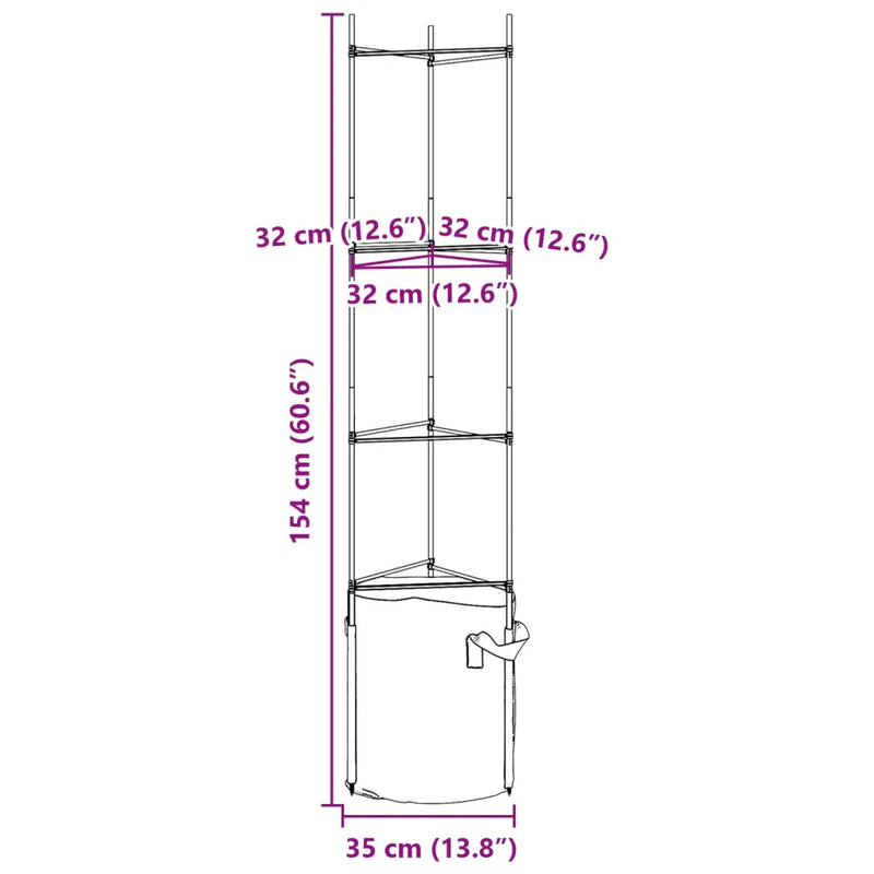 Tomato Cages with Plant Bags 4 pcs 154 cm Steel and PP