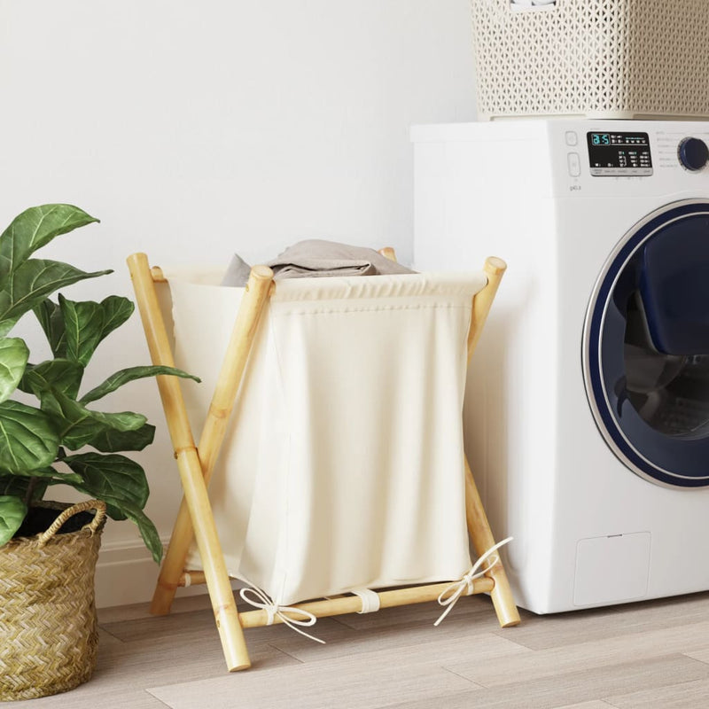 vidaXL Laundry Basket Cream White 45x55x63.5 cm Bamboo