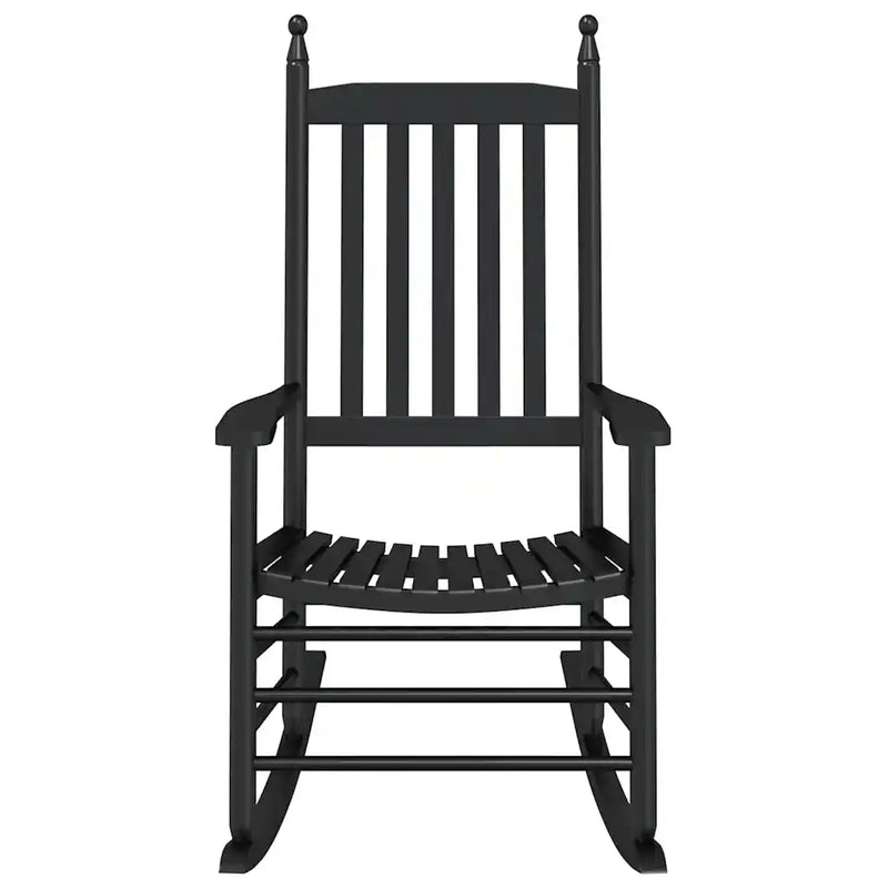 Rocking Chair with Curved Seat Black Solid Wood Poplar