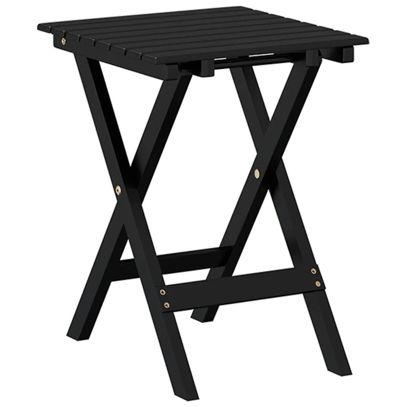 Side Table Foldable Black Solid Wood Poplar