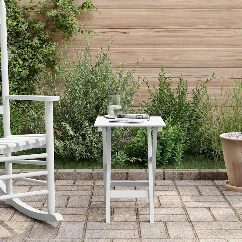 Side Table Foldable White Solid Wood Poplar