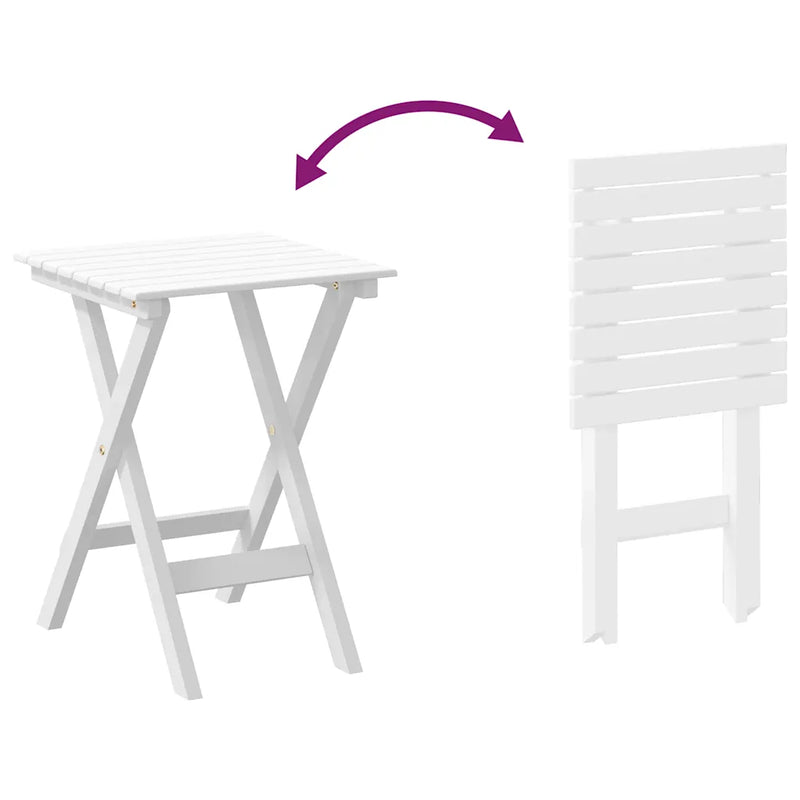 Side Table Foldable White Solid Wood Poplar