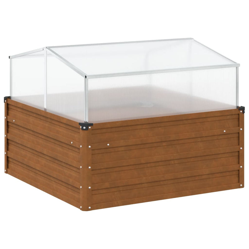 vidaXL Garden Planter with Green House Weathering Steel
