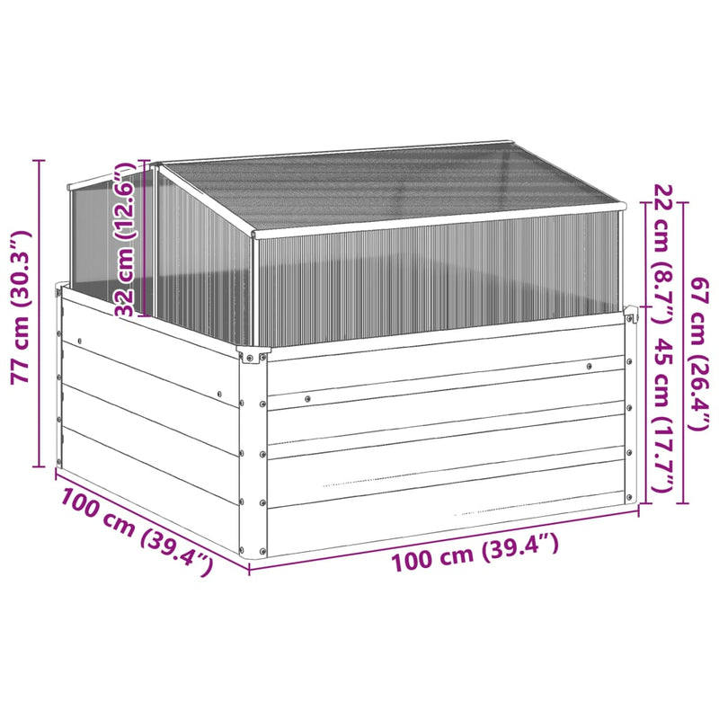 vidaXL Garden Planter with Green House Weathering Steel