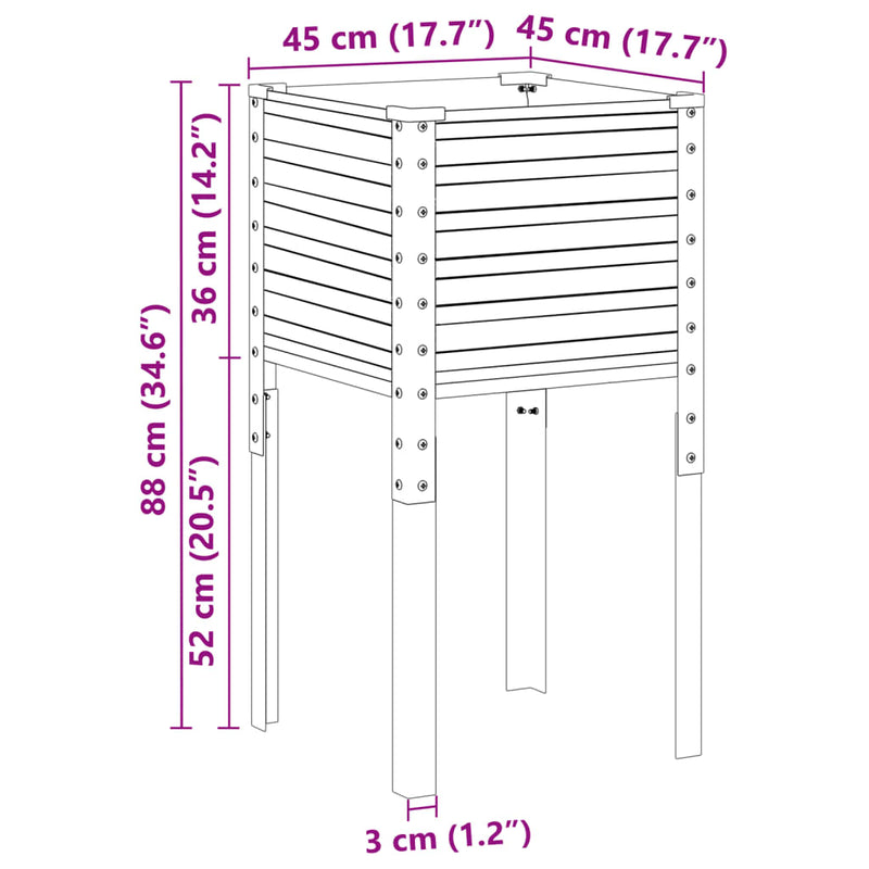 vidaXL Garden Planter Grey 45x45x88 cm Steel