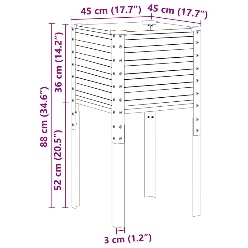 vidaXL Garden Planter Anthracite 45x45x88 cm Steel