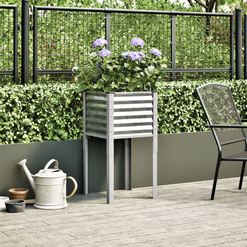 vidaXL Garden Planter 45x45x88 cm Galvanised Steel