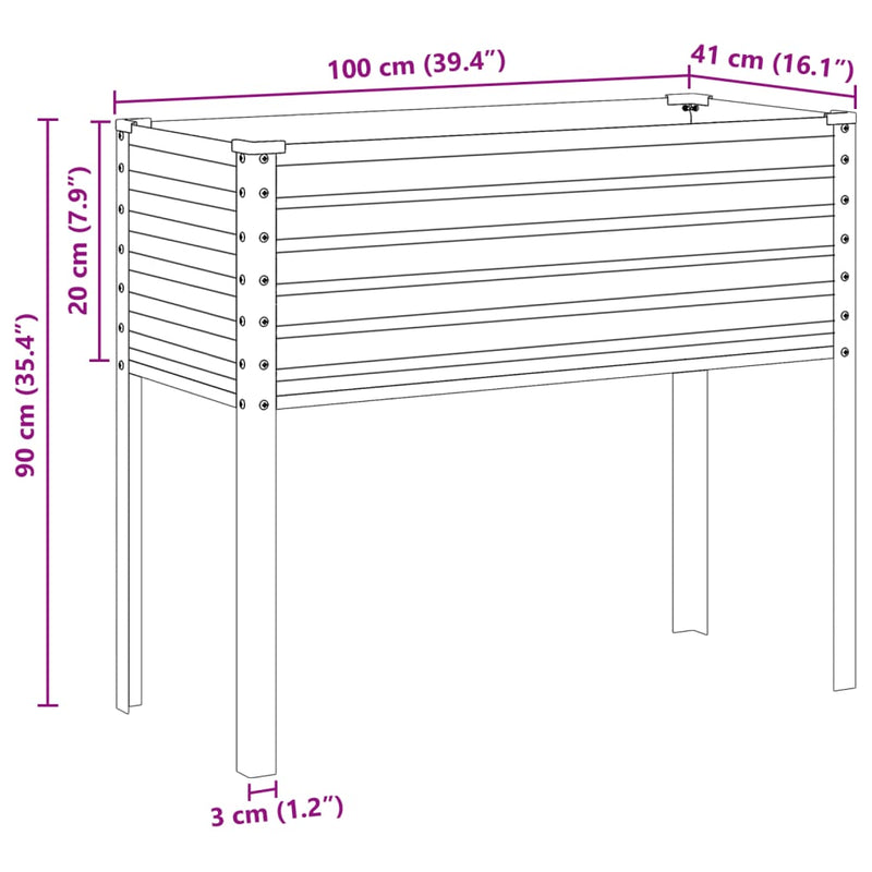 vidaXL Garden Planter Grey 100x45x90 cm Steel