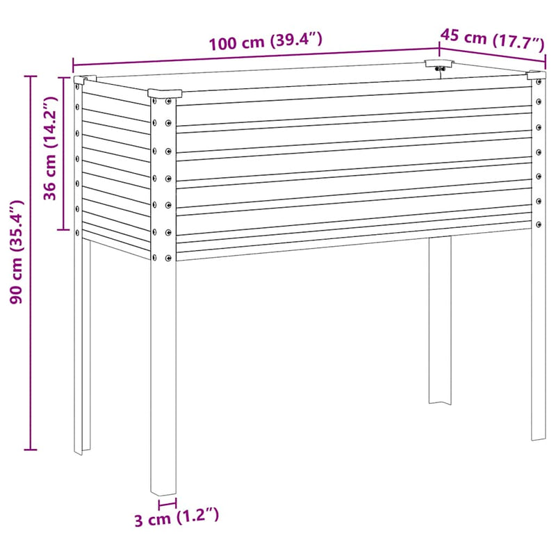 vidaXL Garden Planter Brown 100x45x90 cm Steel