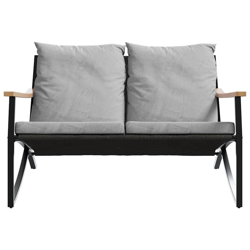 vidaXL Garden Bench with Cushions 120 cm Black Steel