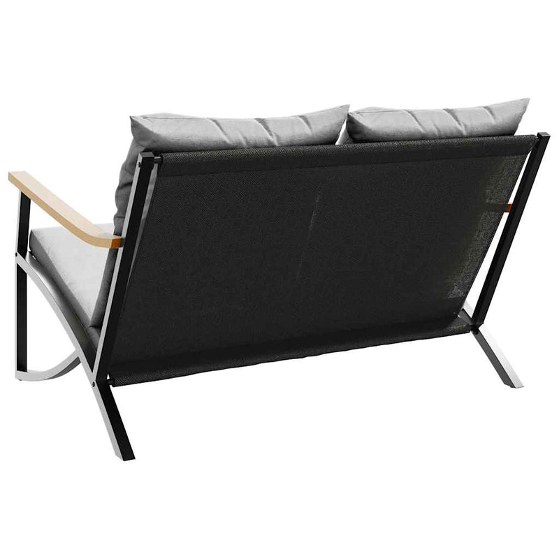 vidaXL Garden Bench with Cushions 120 cm Black Steel